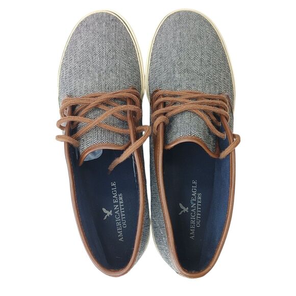 American Eagle Mens Size 12 Herringbone Canvas Sneakers Lace Up 6487-020 - Picture 5 of 12